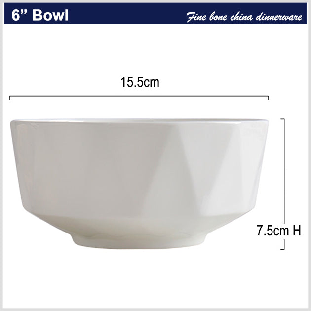 Bone China Tableware - Octagon Bowl in Creamy White