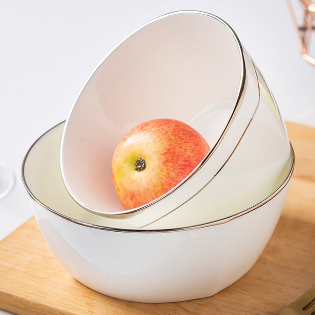 Bone China Tableware - Square Bowl with Curved Edge