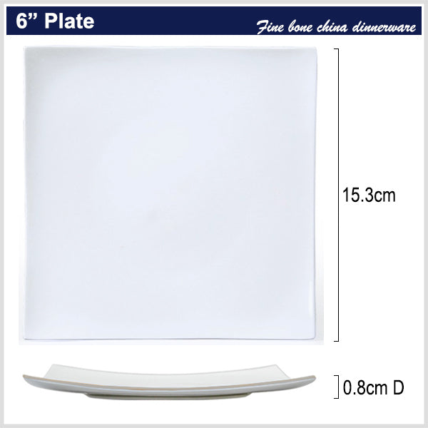 Bone China Dinnerware - Square Plate in Creamy White