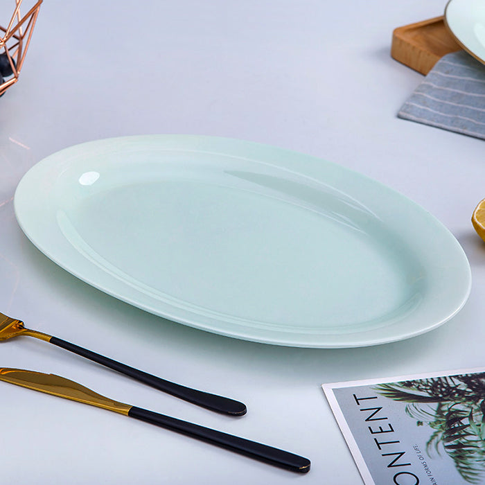 Bone China Celadon Dinnerware - Elliptical Fish Platter