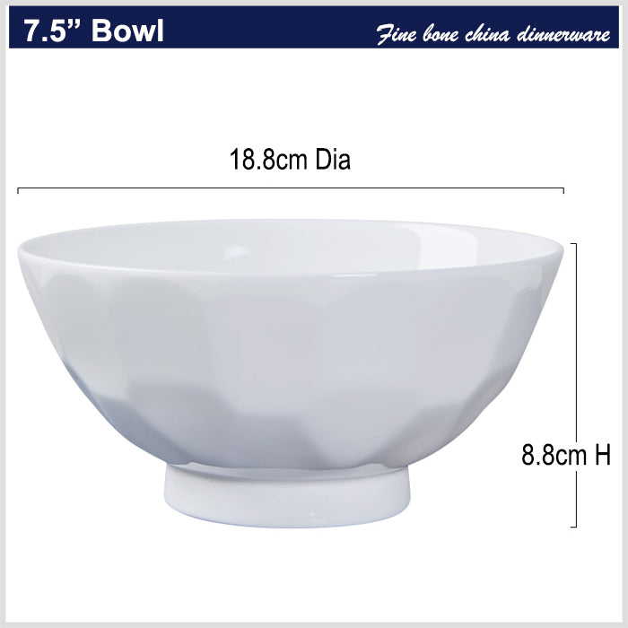 Bone China Tableware - Spherical Bowl with Multi-faces