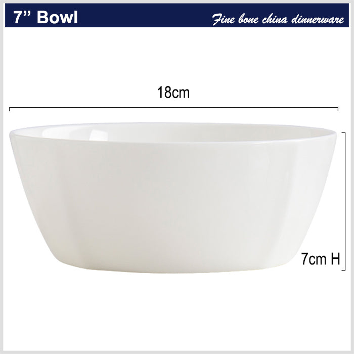 Bone China Round Bowl - Ridges on Four Sides