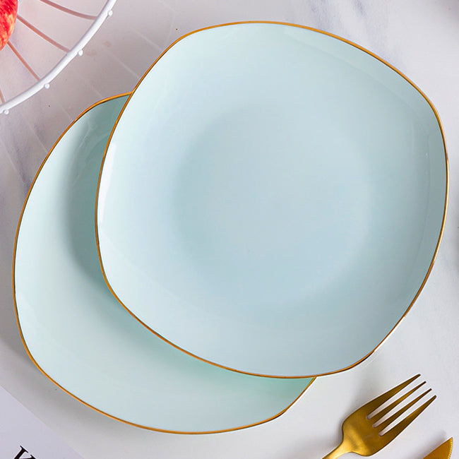 Bone China Celadon Plate - Square with Curved Edge
