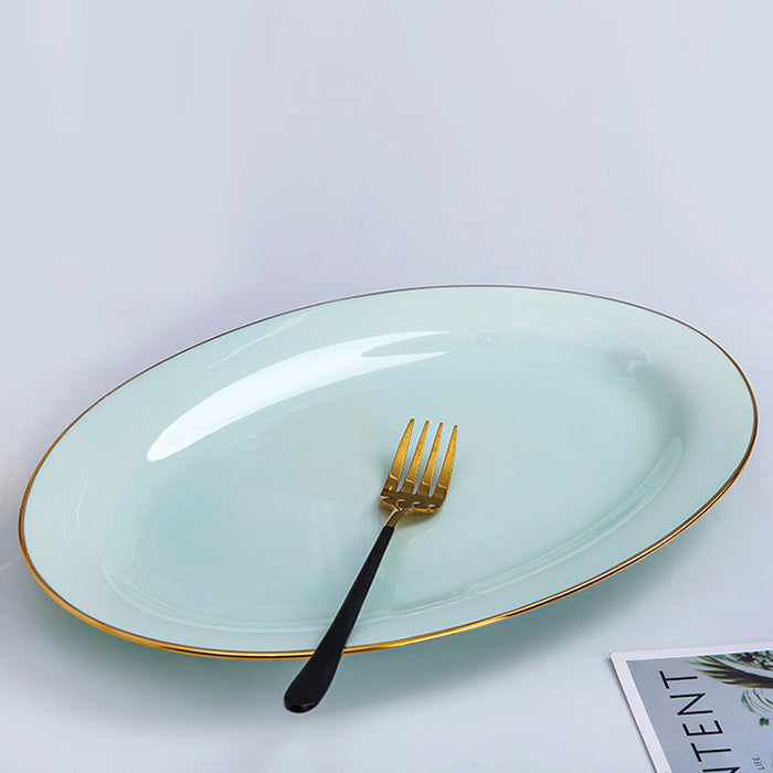 Bone China Celadon Dinnerware - Elliptical Fish Platter