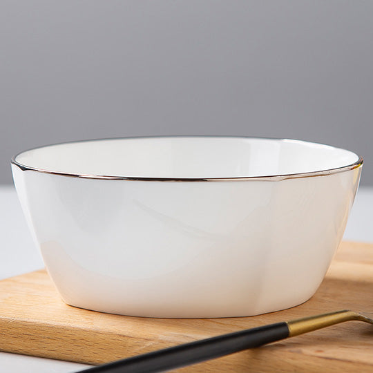 Bone China Tableware - Square Bowl with Curved Edge