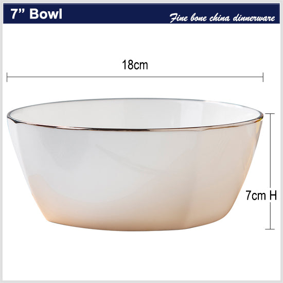 Bone China Tableware - Square Bowl with Curved Edge