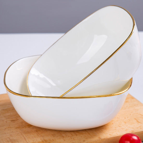 Bone China Tableware - Square Bowl with Curved Edge