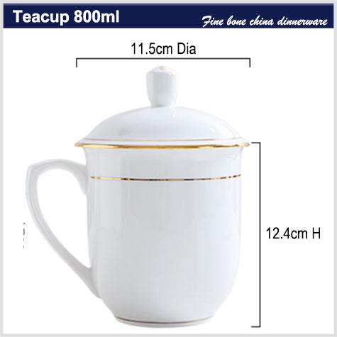 Bone China Tea Mug with Lid - Different Sizes Available