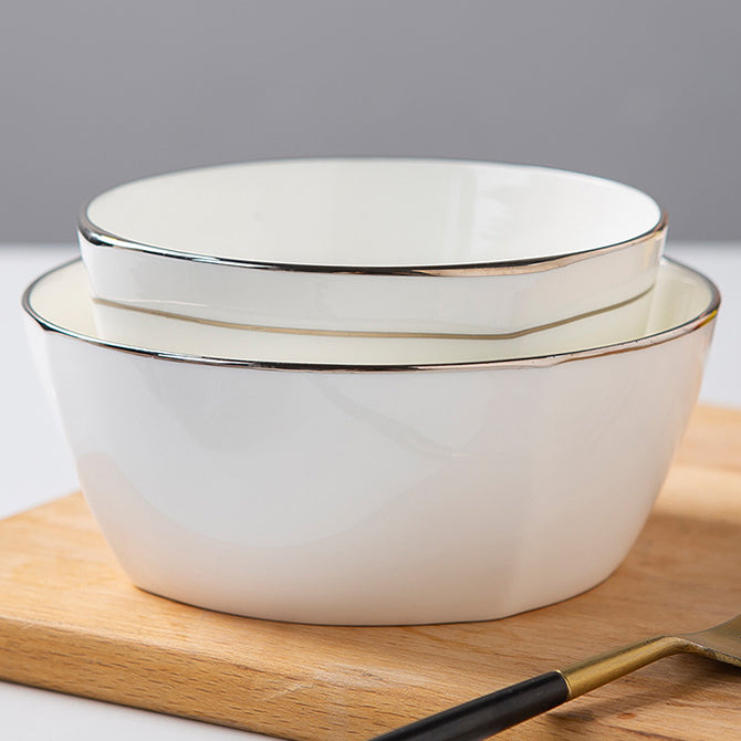 Bone China Tableware - Square Bowl with Curved Edge