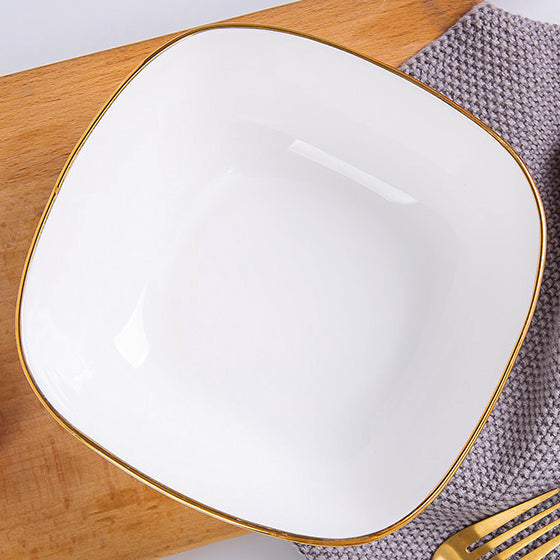 Bone China Tableware - Square Bowl with Curved Edge