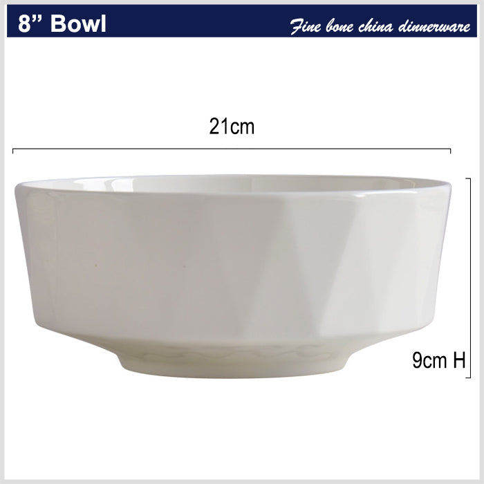 Bone China Tableware - Octagon Bowl in Creamy White