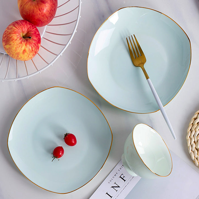 Bone China Celadon Plate - Square with Curved Edge