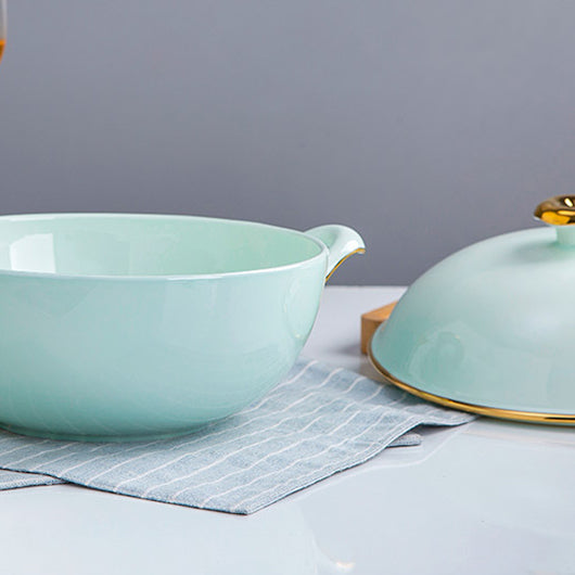 Bone China Celadon Soup Tureen - with Gold Rim or without Rim
