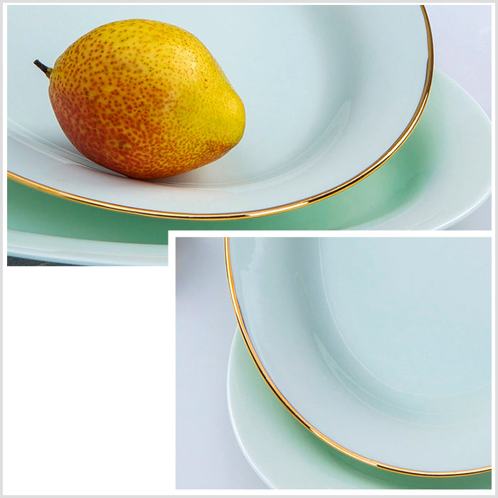 Bone China Celadon Dinnerware - Elliptical Fish Platter