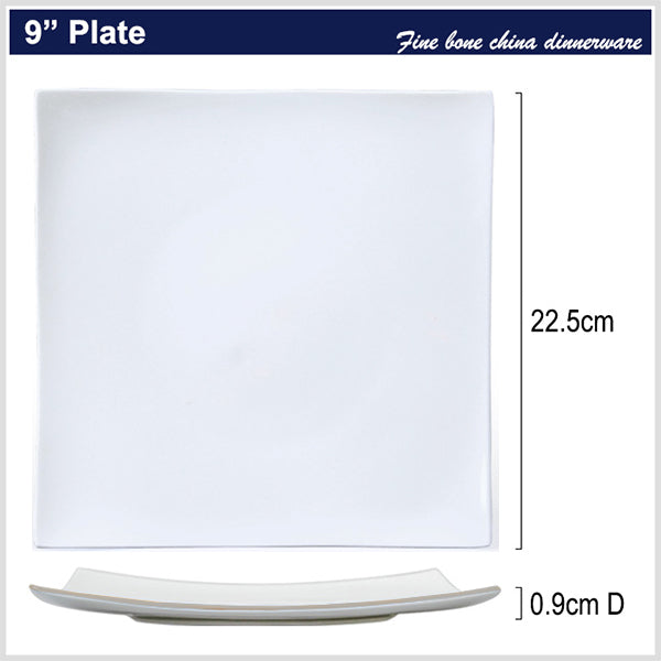 Bone China Dinnerware - Square Plate in Creamy White