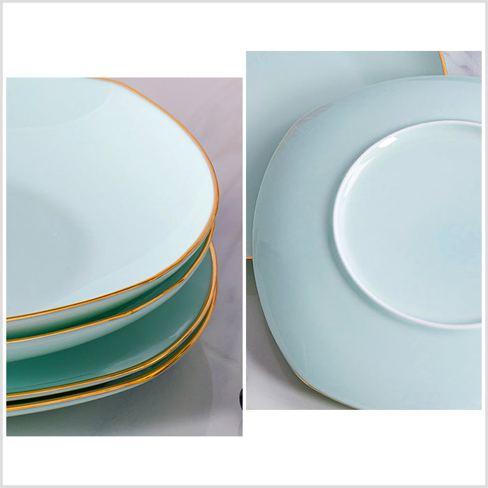 Bone China Celadon Plate - Square with Curved Edge
