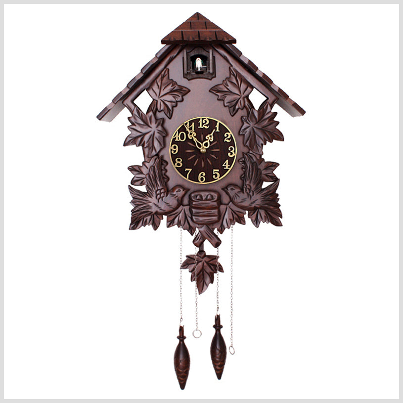 31" Hand Carved Wooden Cuckoo Clock - Bird Chiming the Hour