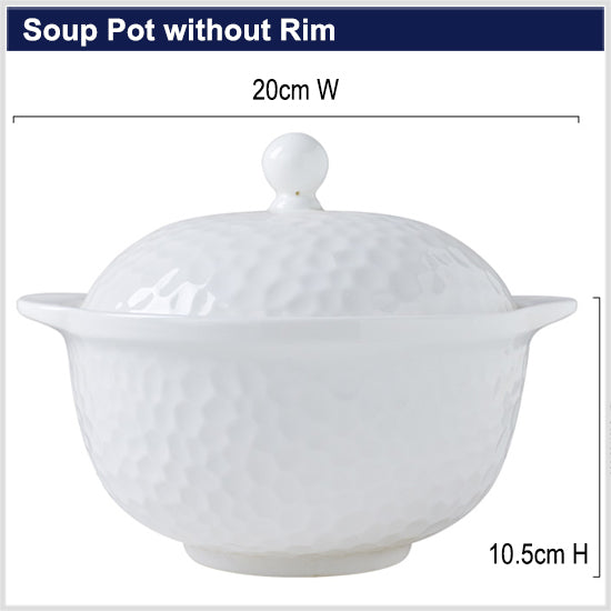 Bone China Round Soup Tureen - Golf Shaped Surface