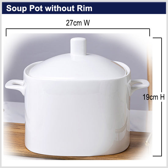 Bone China Square Soup Tureen - White W/Gold Rim or W/O Rim