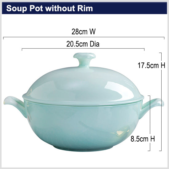 Bone China Celadon Soup Tureen - with Gold Rim or without Rim