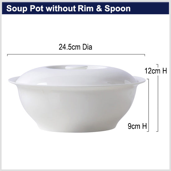 Bone China Soup Tureen - with Gold Rim or without Rim