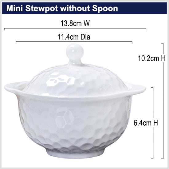 Bone China Stew Pot for Individual - Golf Shaped Surface