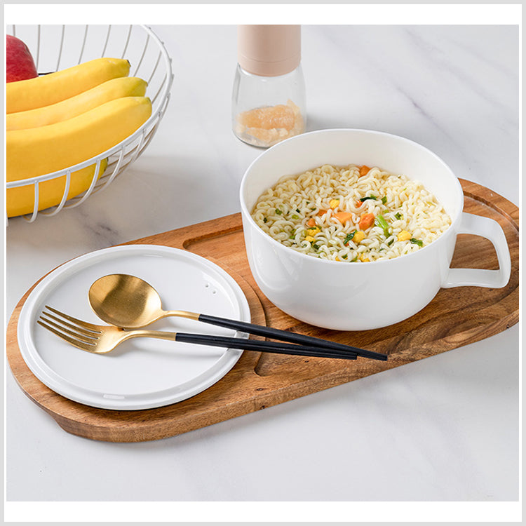 Bone China Noodle Bowl - with Lid & Handle