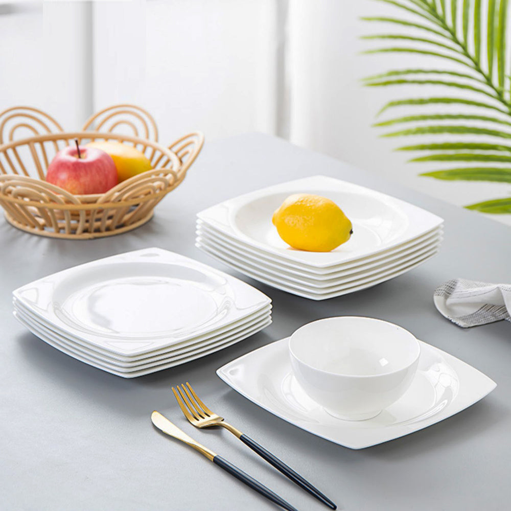 Bone China Dinnerware - Square Plate & Concave Circle