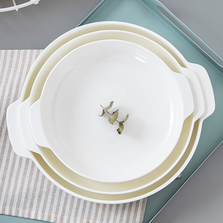 Bone China Dinnerware - Earred Dish in Creamy White