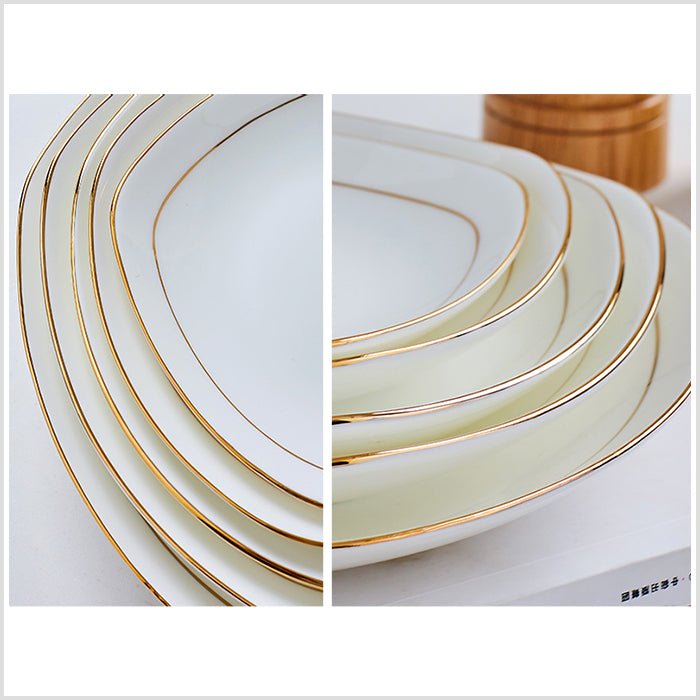 Bone China Deep Plate - Square with Curved Edge