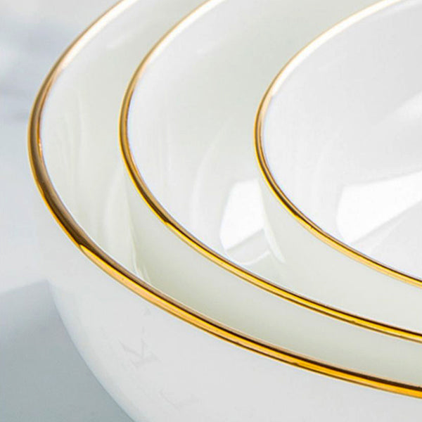 Bone China Salad Plate - White with Gold Rim