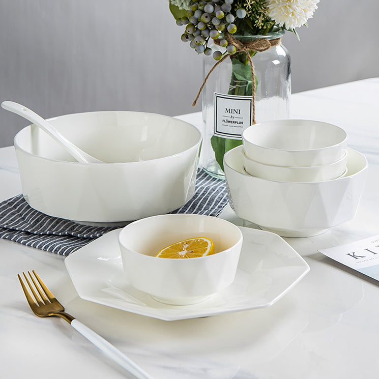 Bone China Tableware - Octagon Bowl in Creamy White