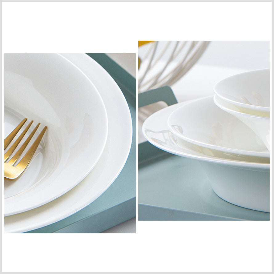 Bone China Horn Shaped Plate - in Creamy White