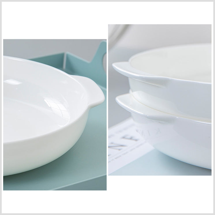 Bone China Dinnerware - Earred Dish in Creamy White