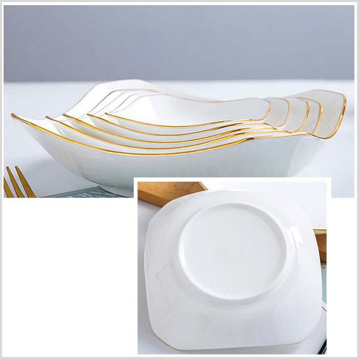 Bone China Octagon Plate - Curved Edge with Upward Angles