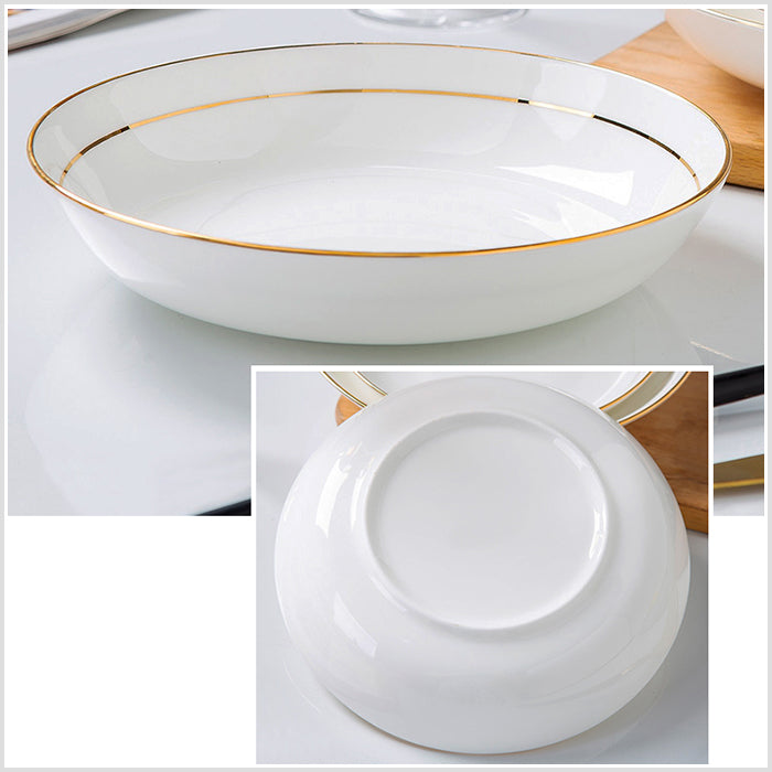 Bone China Dinnerware - Soup Plate with Gold Rim