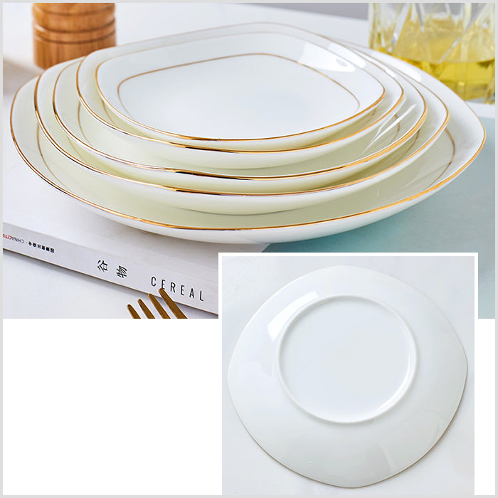 Bone China Deep Plate - Square with Curved Edge