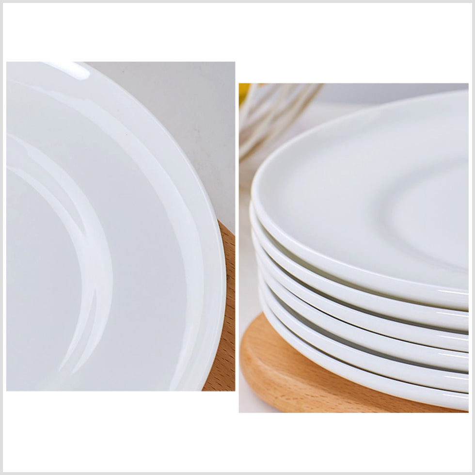 Bone China Dinnerware - Concave Plate in Creamy White