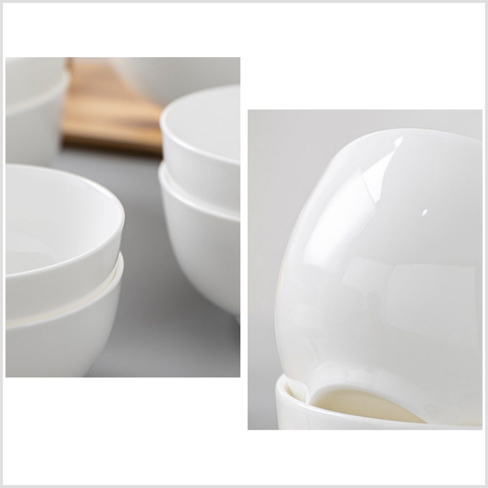 Bone China Round Bowl - Creamy White with Foot