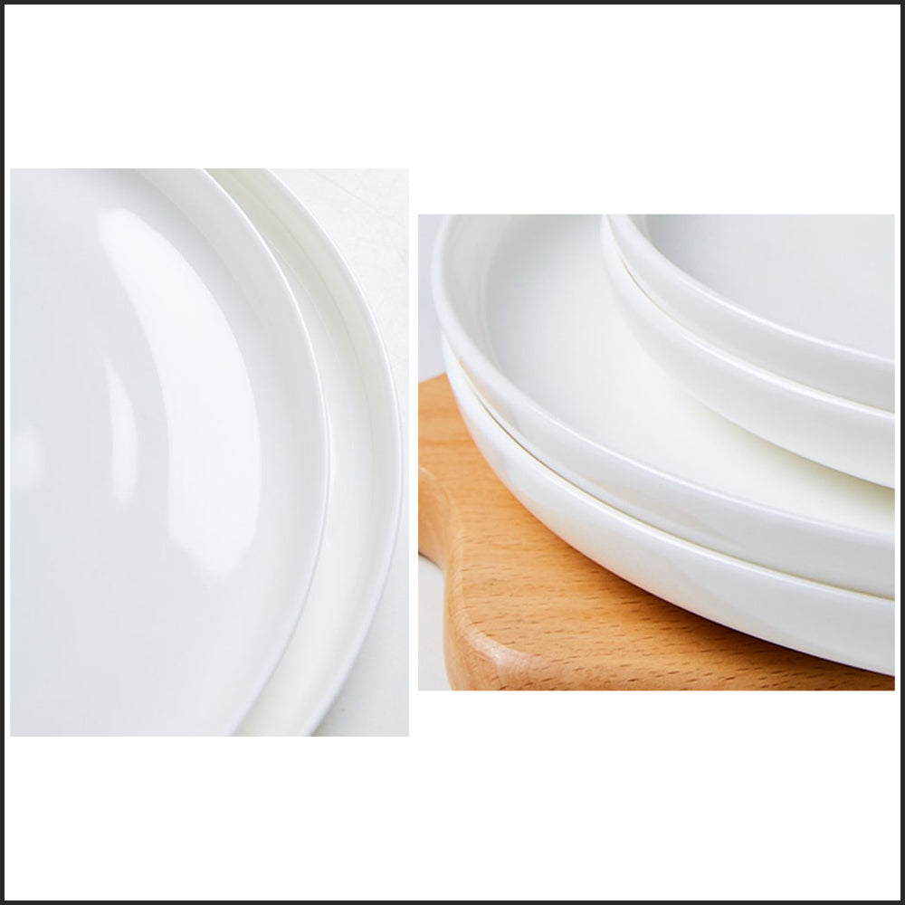 Bone China Dinnerware - Flat Plate in Creamy White