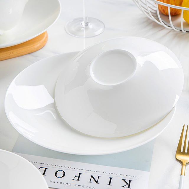 Bone China Dinnerware - Deep Plate in Creamy White