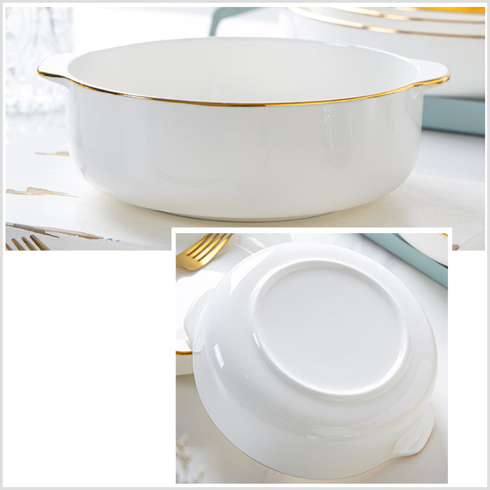 Bone China Deep Dish - with Ears & Gold Rim