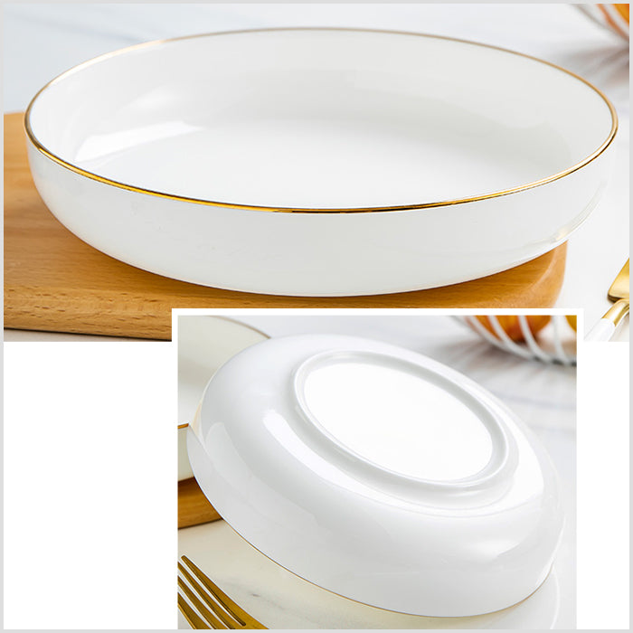 Bone China Salad Plate - White with Gold Rim