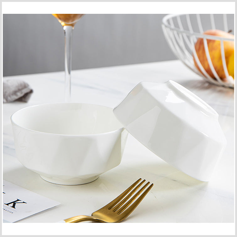 Bone China Tableware - Octagon Bowl in Creamy White