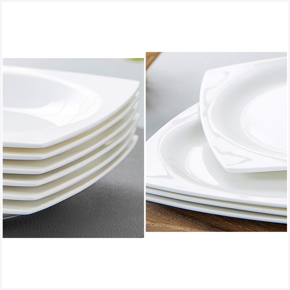 Bone China Dinnerware - Square Plate & Concave Circle