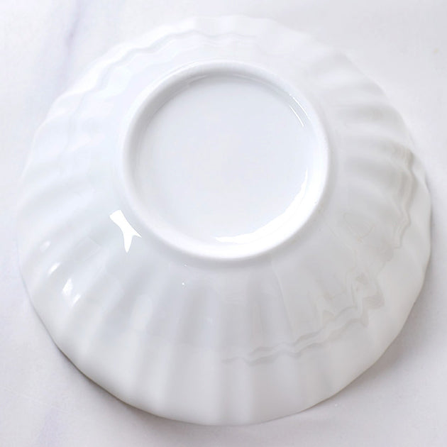 Bone China Ribbed Bowl - in Creamy White