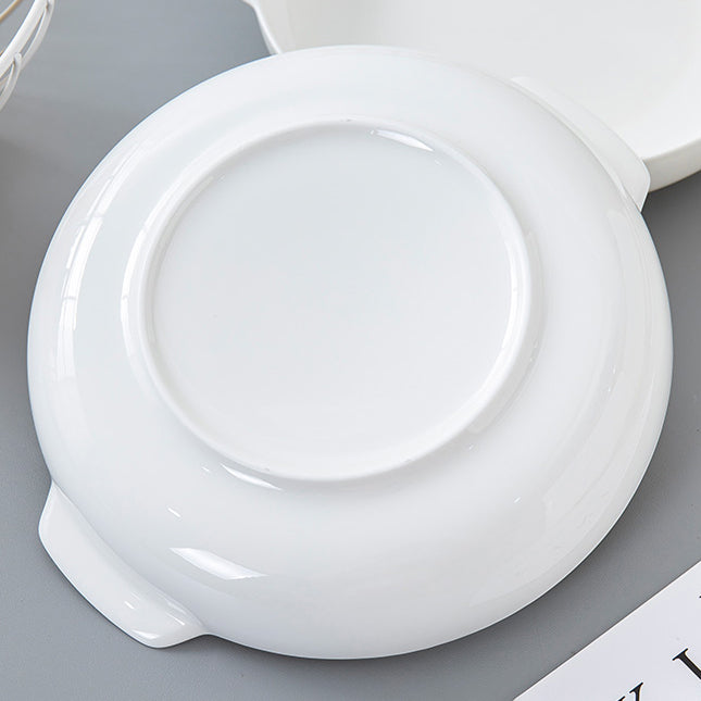 Bone China Dinnerware - Earred Dish in Creamy White