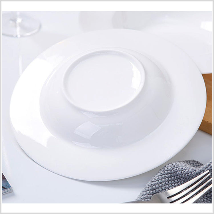 Bone China Dinnerware - Straw Hat Plate in Creamy White