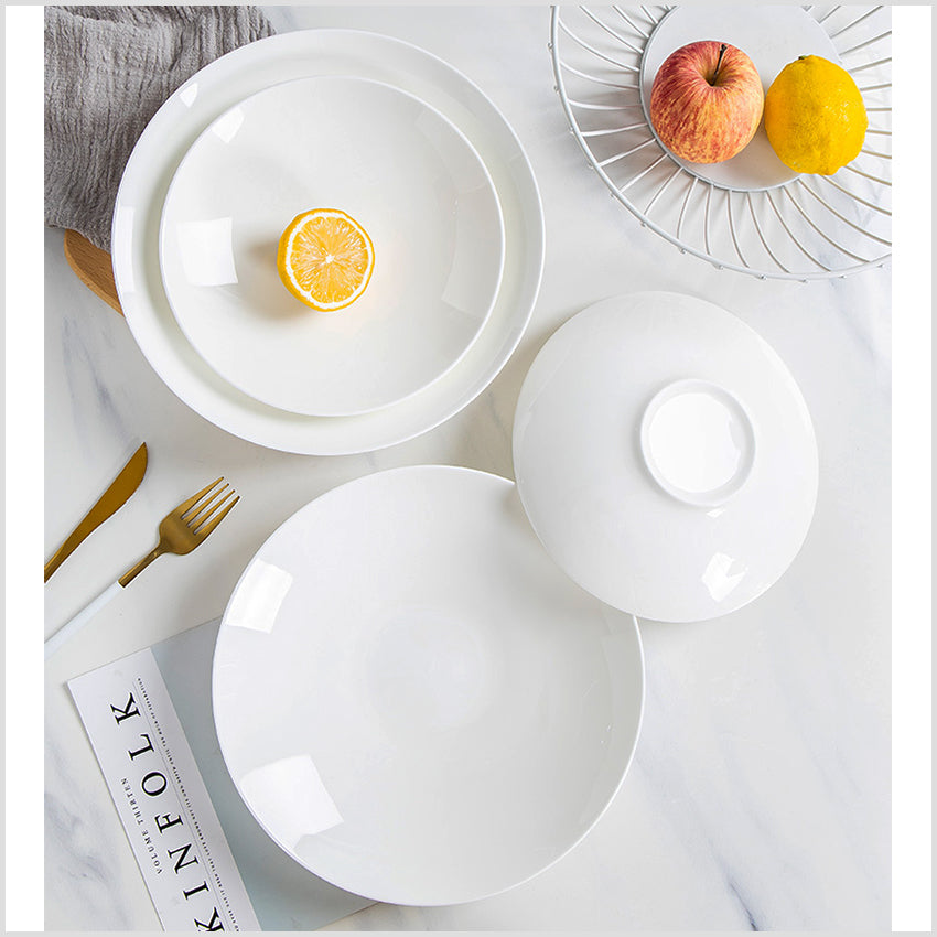 Bone China Dinnerware - Deep Plate in Creamy White