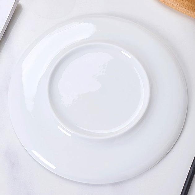 Bone China Dinnerware - Concave Plate in Creamy White